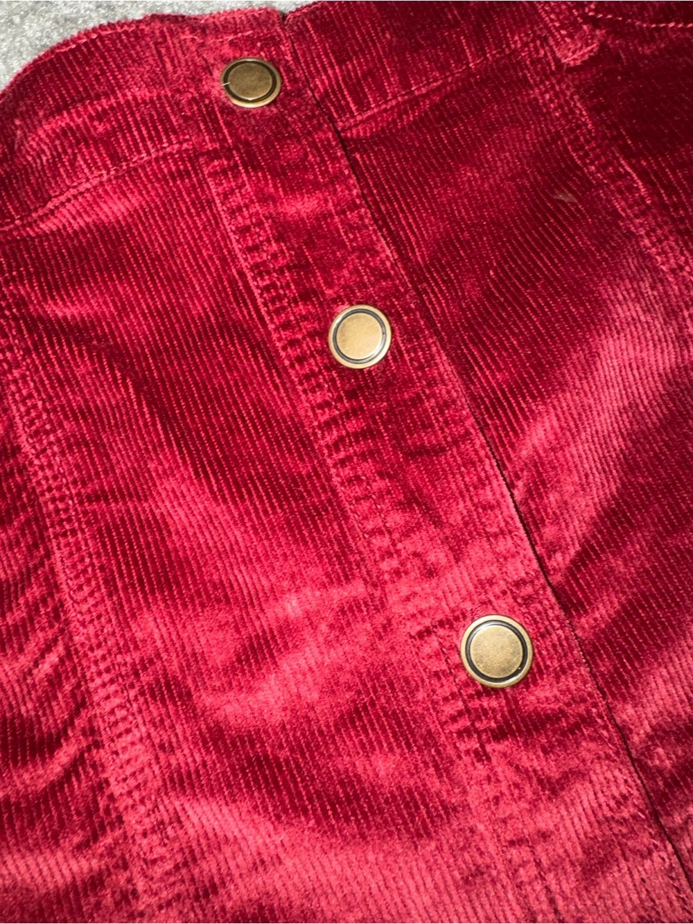 Draper James size 12 Corduroy Button-Front burgundy Ruffled Mini Skirt - Picture 5 of 7